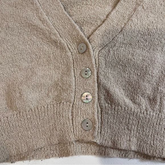 zara tan light brown cropped cardigan button up sweater coquette cottagecore y2k - Picture 3 of 7